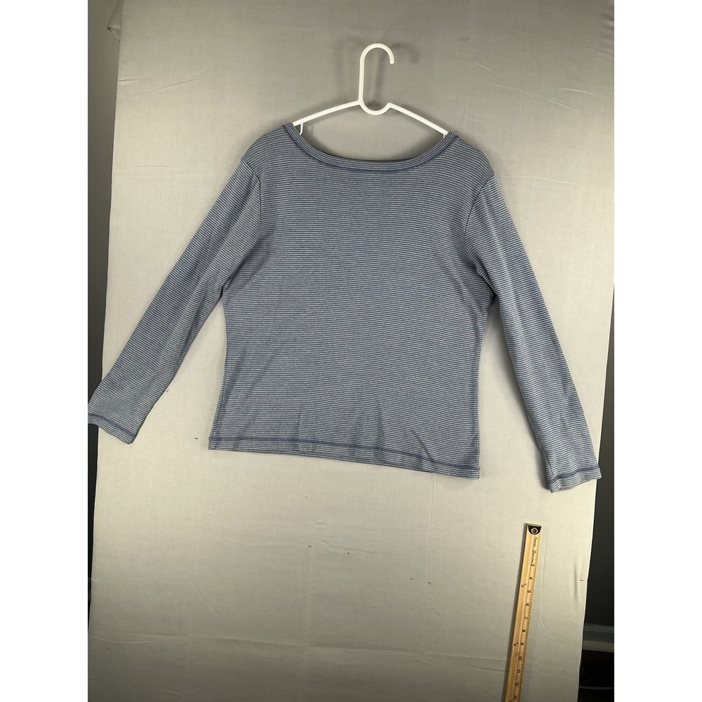 Massini Women's Blue Striped Long Sleeve Top 100% Cotton XL